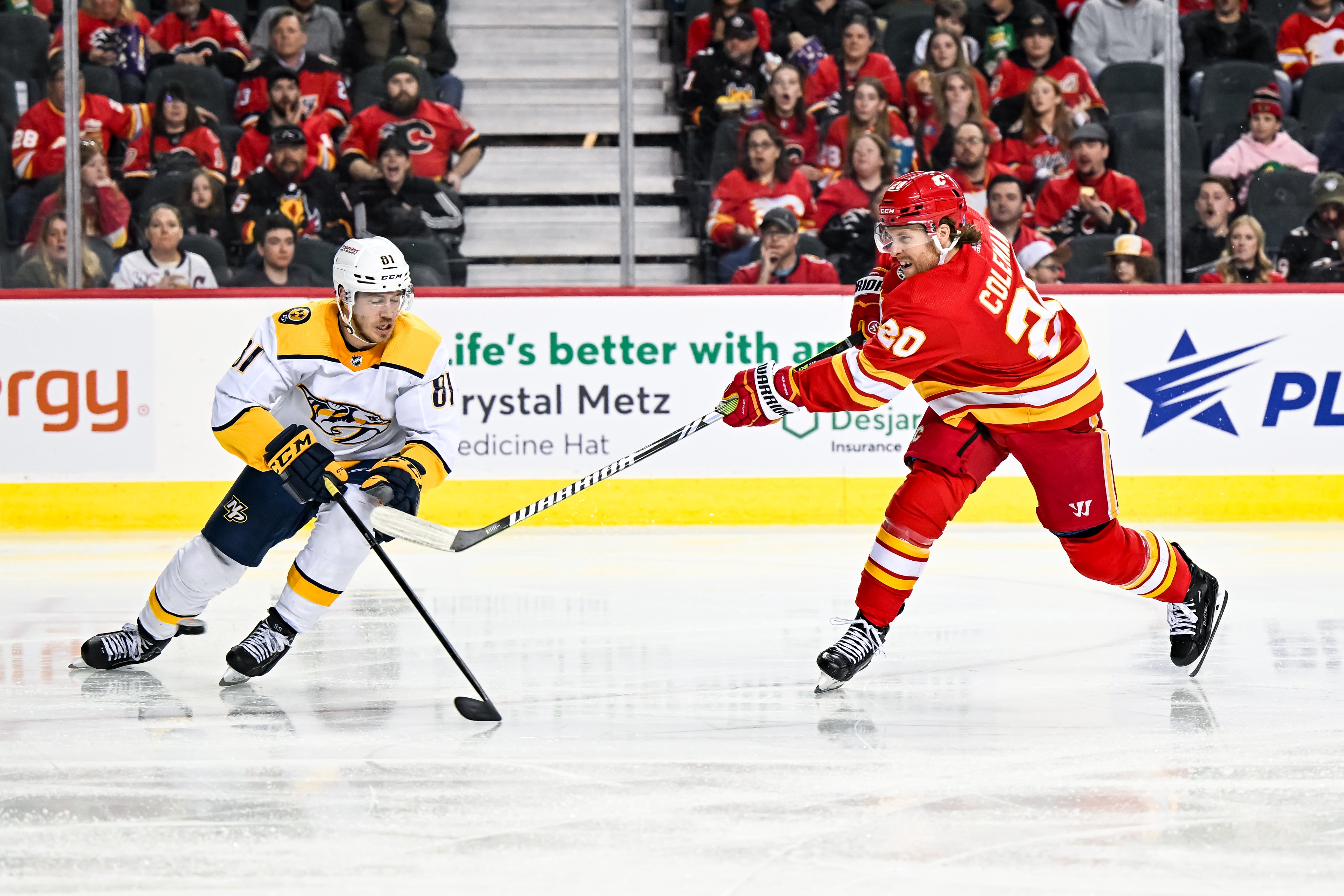 Blake Coleman will look to help the embattled Calgary Flames battle turmoil and return to the Stanley cup Playoffs. - Phot Courtesy of the Calgary Flames